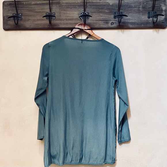 🪶3/$35 Boho Sage Romantic Crochet & Lace Lined L/S Babydoll Style Blouse-S - Picture 5 of 16